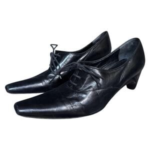 Y2k robert clergerie black leather lace up heels Sz 7.5